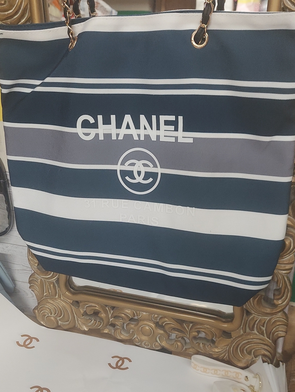 Nautical Navy And White Striped Tote GWP - Picture 10 of 10